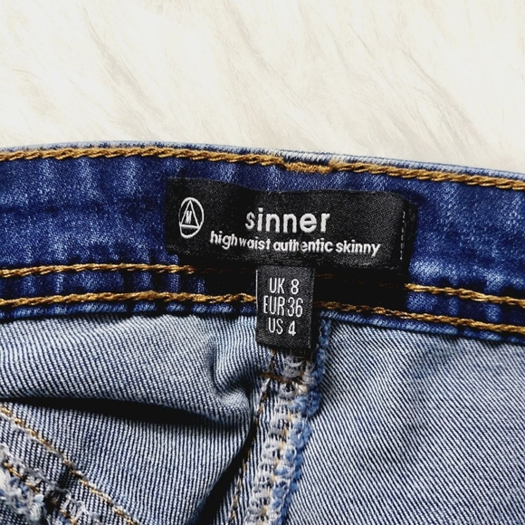 SINNER Womens High Waist Authentic Skinny Blue Jeans - Picture 3 of 4